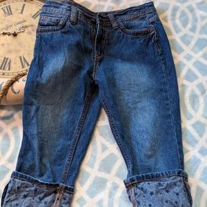 Cropped Distressed Girls Jeans Stars